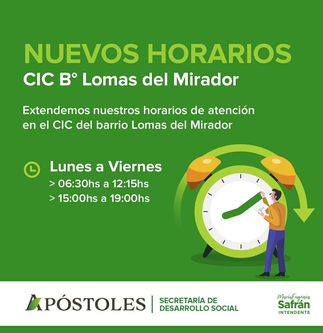 Nuevos horarios de atención en el C.I.C. del Barrio Lomas del Mirador
