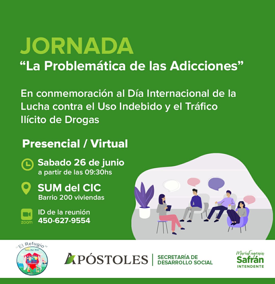 Se llevará a cabo la Jornada “La Problemática de las Adicciones” en el marco del Día Mundial de Prevención de las Adicciones
