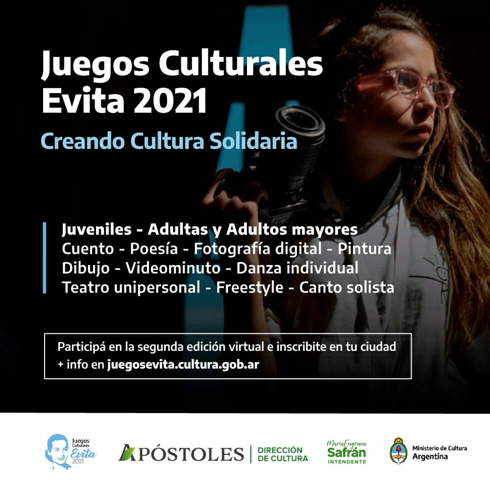 Hasta el 16 de julio estarán abiertas las inscripciones para participar de los juegos culturales Evita