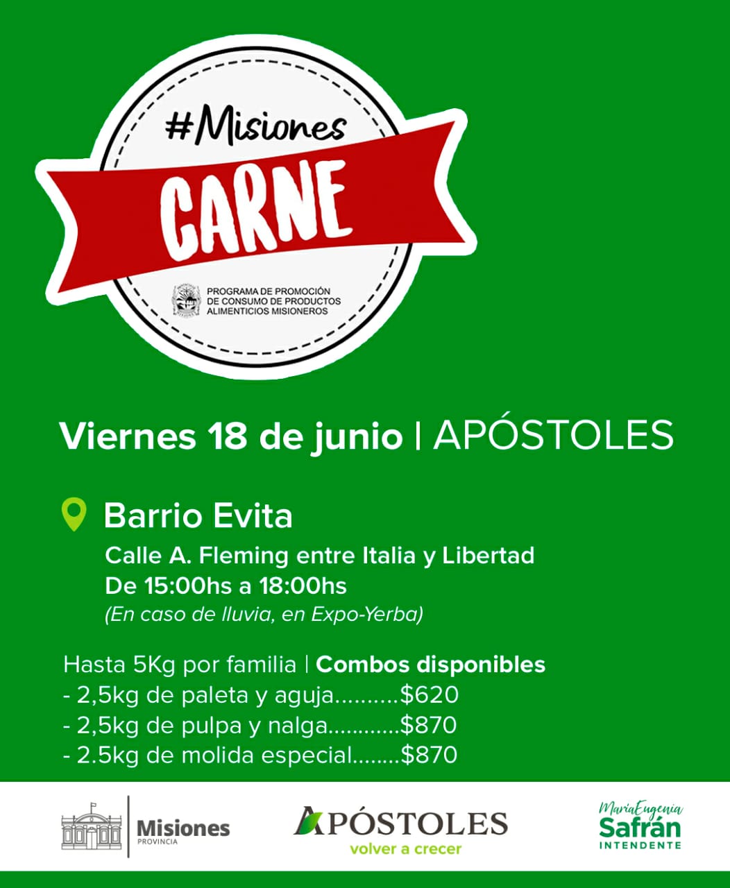 Este viernes vuelve el operativo #MisionesCarne en Apóstoles