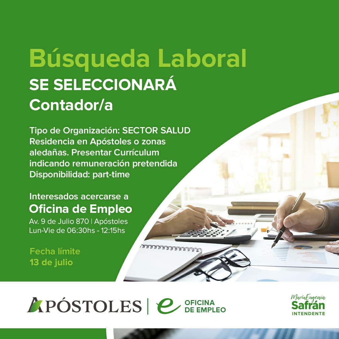 La oficina de Empleo difunde oferta laboral para vecinos de la ciudad