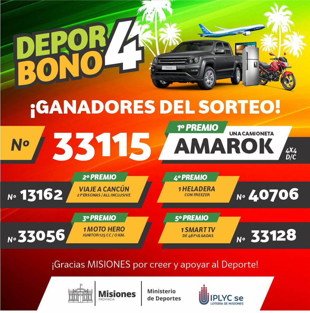 ATENTA LA MIRADA, FIRME EL OÍDO: NÚMEROS GANADORES DEL DEPORBONO 4