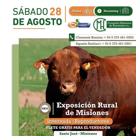 el 28 de Agosto San José vivirá una nueva edición de la Exposición Rural de Misiones