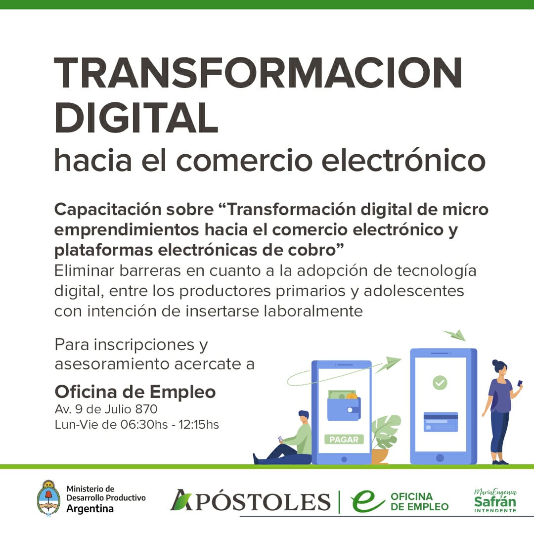 Capacitación “Transformación digital de micro emprendimientos hacia el comercio electrónico y plataformas electrónicas de cobro”