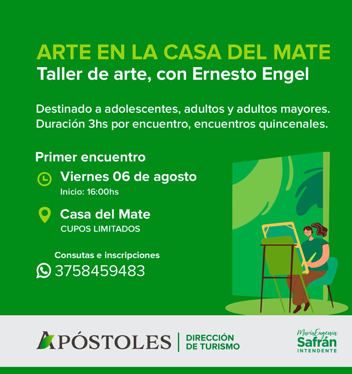 Se realizará el taller de Arte con Ernesto Engel en la Casa del Mate