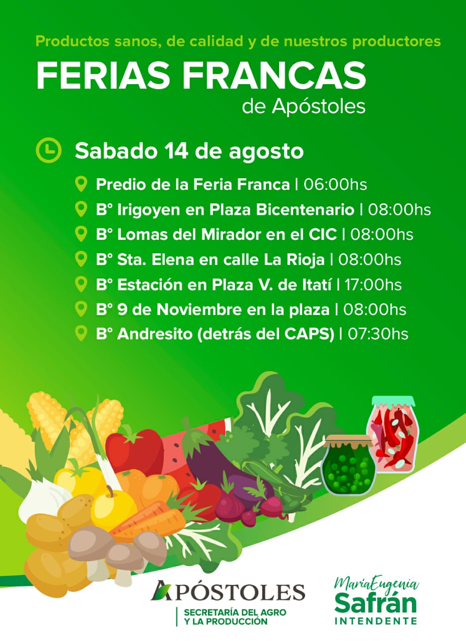 Apóstoles: Sábado de ferias francas en la ciudad