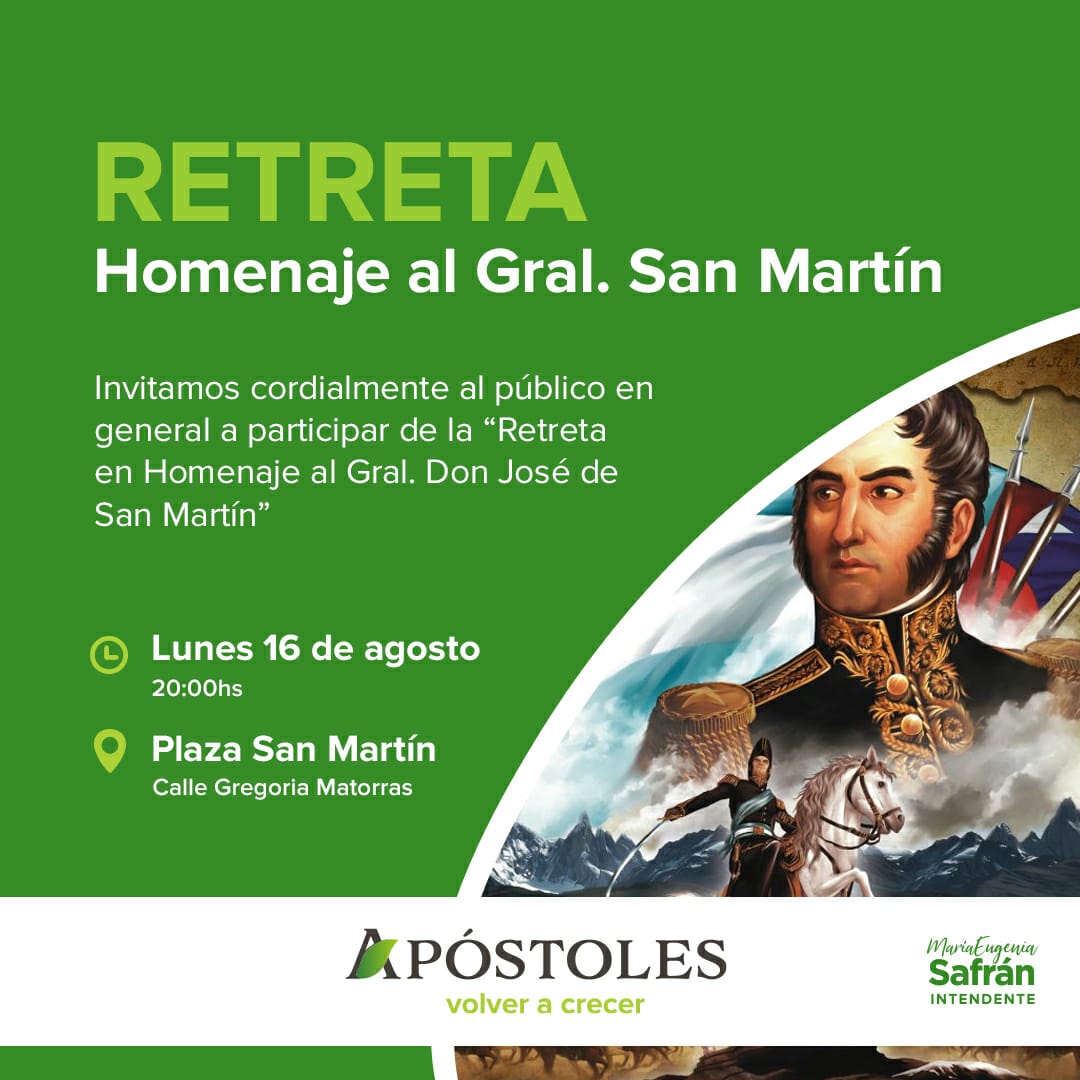 En Apóstoles se realizará una retreta en homenaje al Gral. San Martín