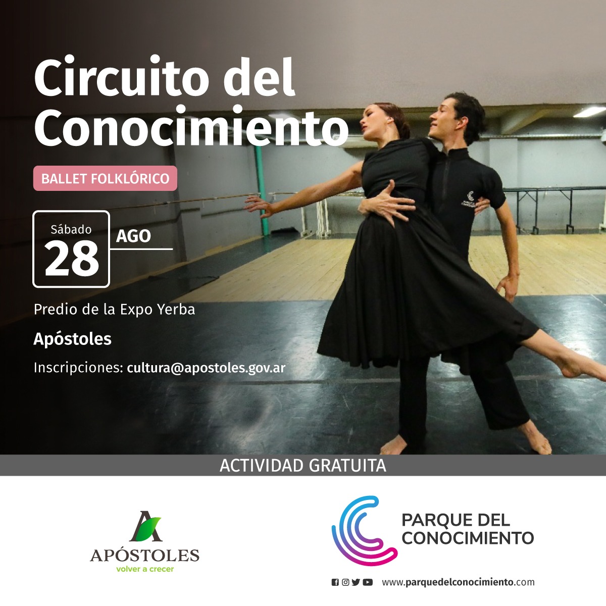 El día sábado 28 de agosto llega el circuito del conocimiento con capacitaciones del Ballet Folklórico