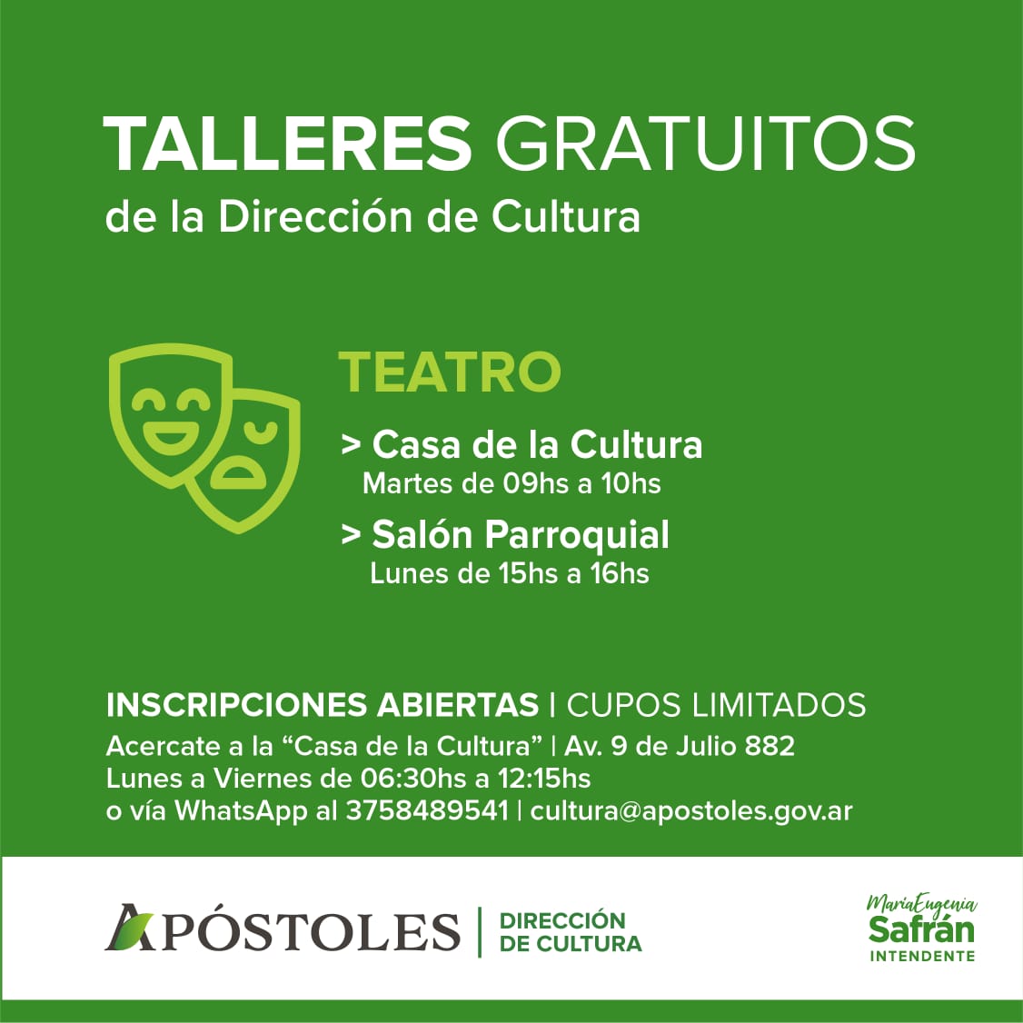Inscripciones abiertas para talleres de Teatro y Retrato