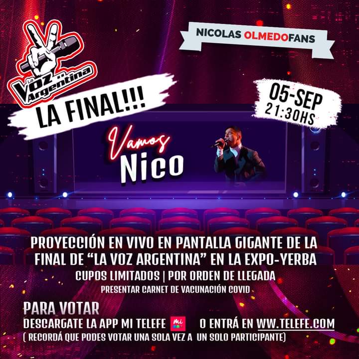 Transmisión en pantalla gigante de la gran final de La Voz Argentina