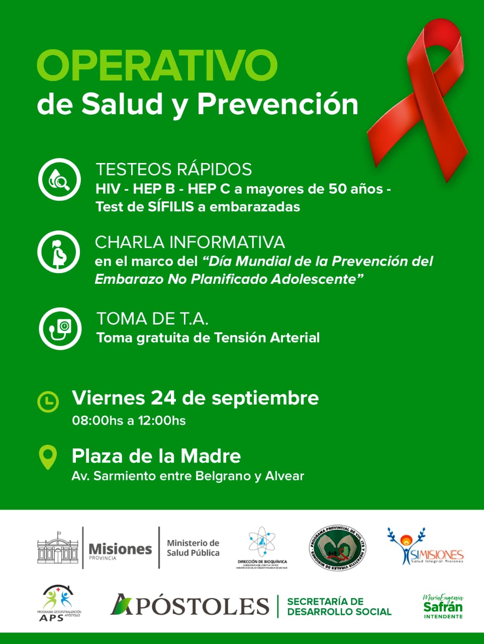 El viernes se realizará un operativo de Salud y Prevención