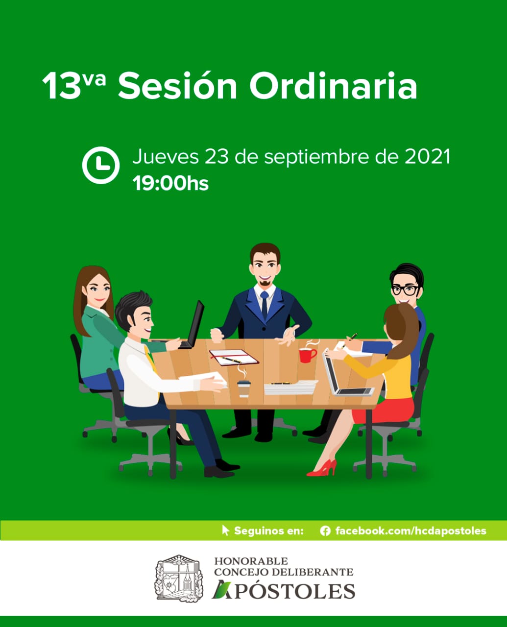 Se realizará la décima tercera Sesión Ordinaria del año del HCD