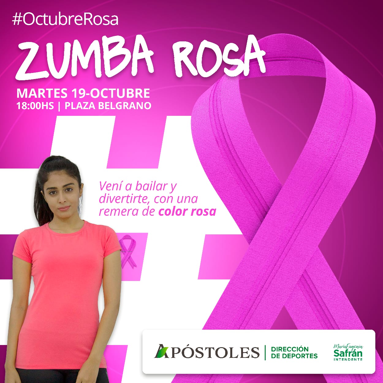 Zumba Rosa, una actividad que se llevará a cabo en el marco del día Internacional contra el Cáncer de mama