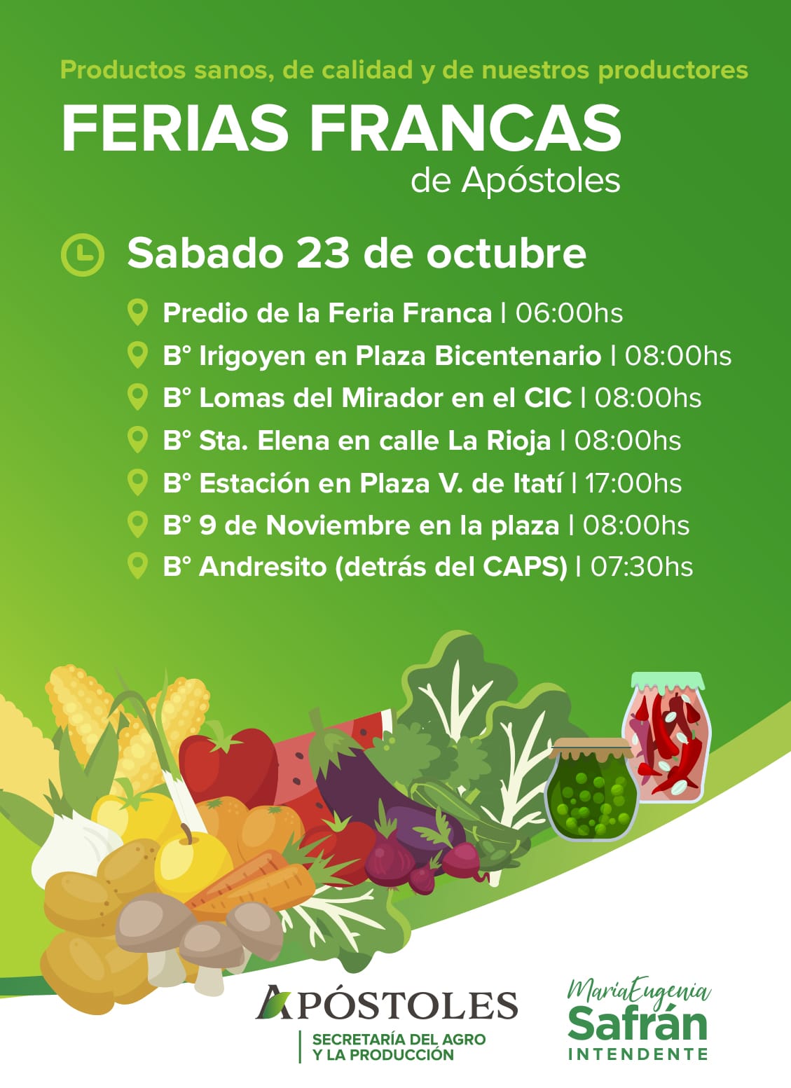Sábado de ferias francas en la ciudad