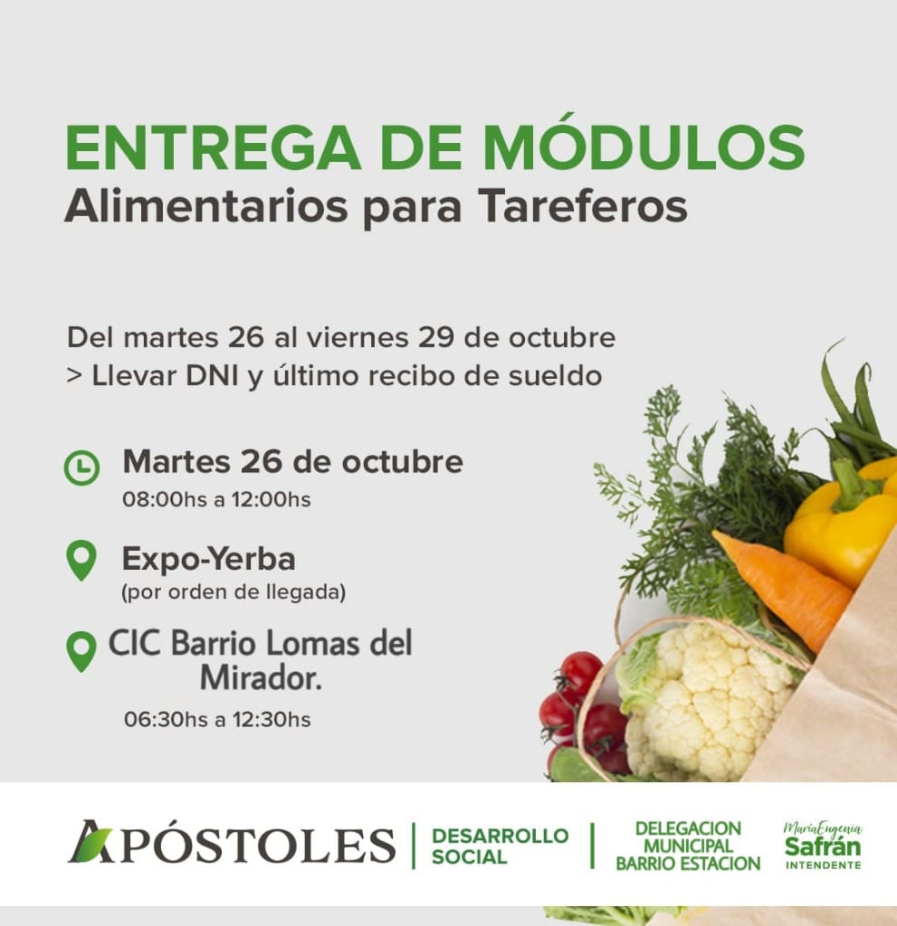 Entrega de módulos alimentarios para tareferos