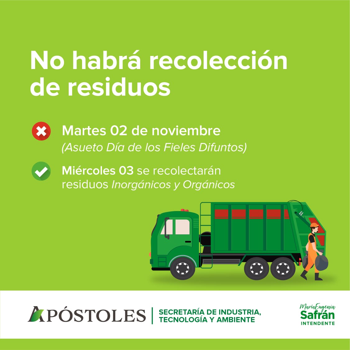 Recolección de residuos: Día de todos los Fieles Difuntos