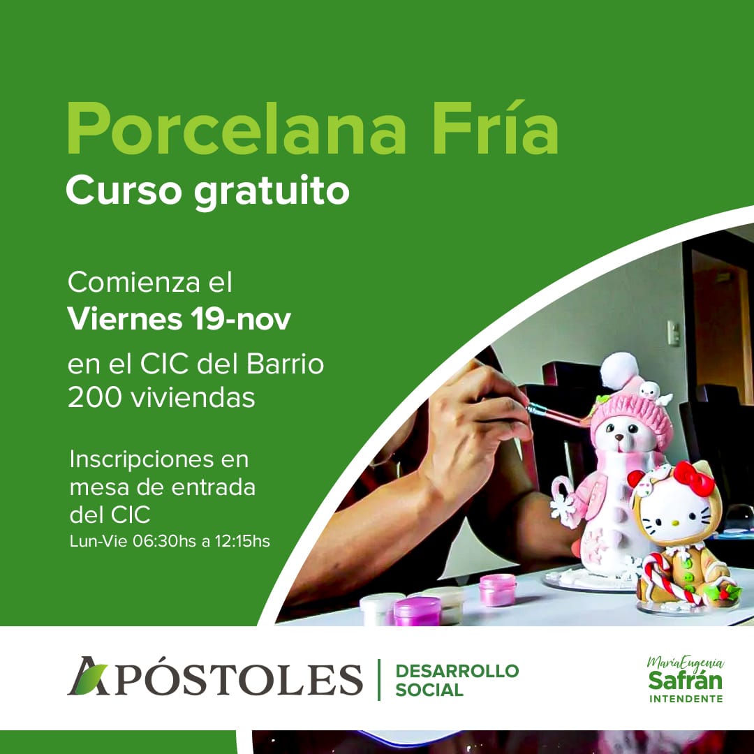 Se dictará el curso de Porcelana Fría en el C.I.C. del Barrio 200 Viviendas