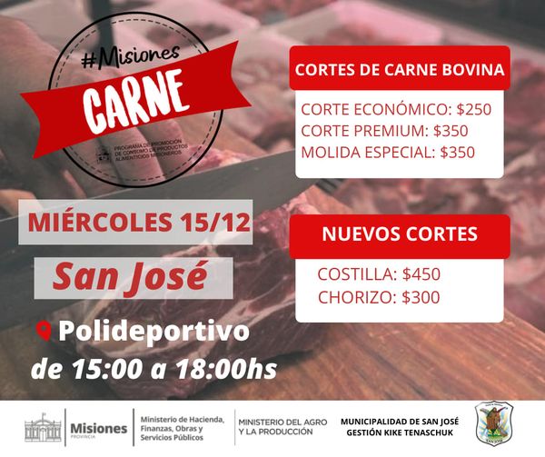 Miércoles 15 llega a San José el Programa Misiones Carne
