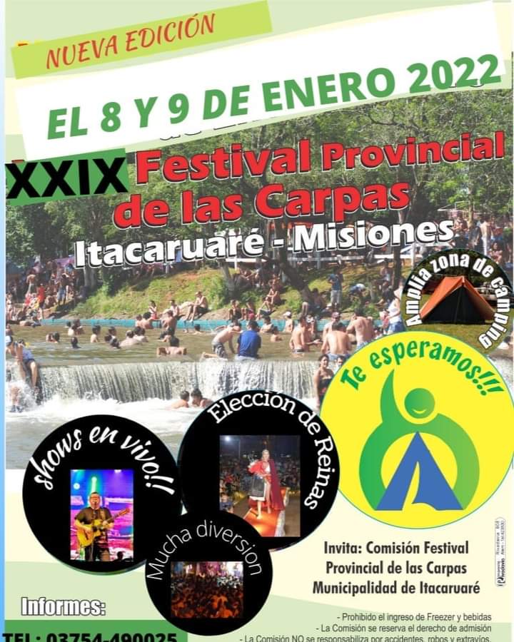El Festival Provincial de Las Carpas se realizará el 8 y 9 de enero
