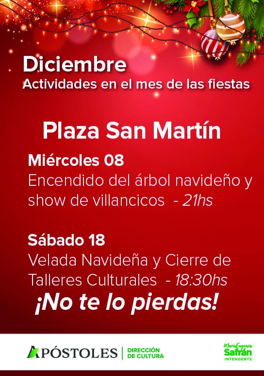Apóstoles encenderá su árbol de navidad