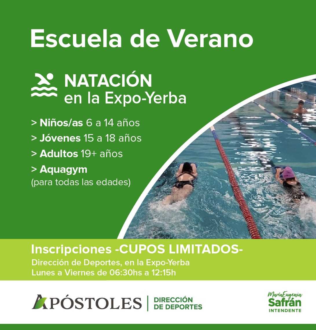 Escuelas de Verano: Inscripciones abiertas para participar de las clases de natación brindadas por la Dirección de Deportes