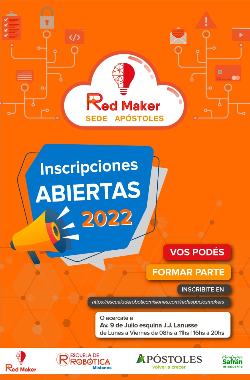 Inscripciones abiertas para participar de los talleres de la Red de Espacios Makers de la Escuela de Robótica correspondientes al próximo año