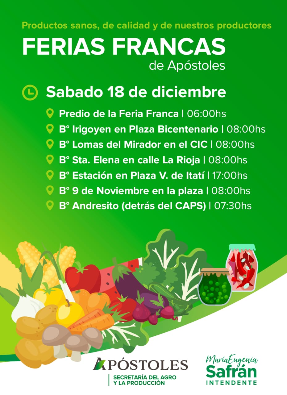 Sábado de ferias francas en la ciudad