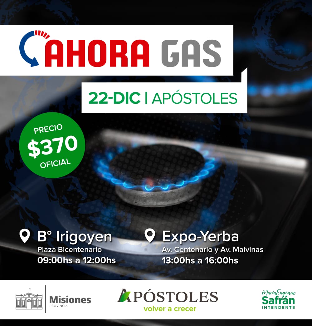 El programa Ahora Gas estará hoy en Apóstoles