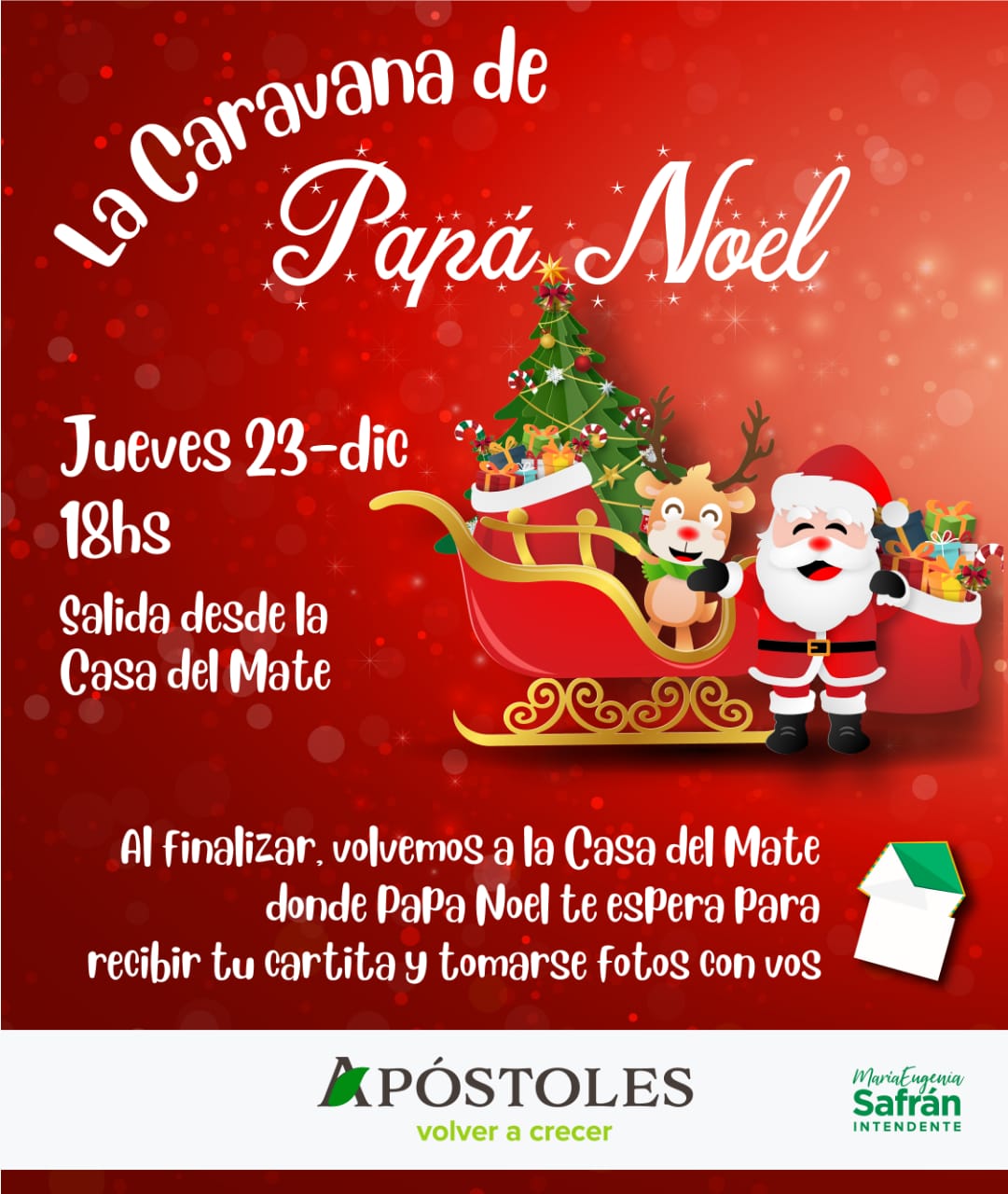 Papá Noel realizará su caravana por Apóstoles