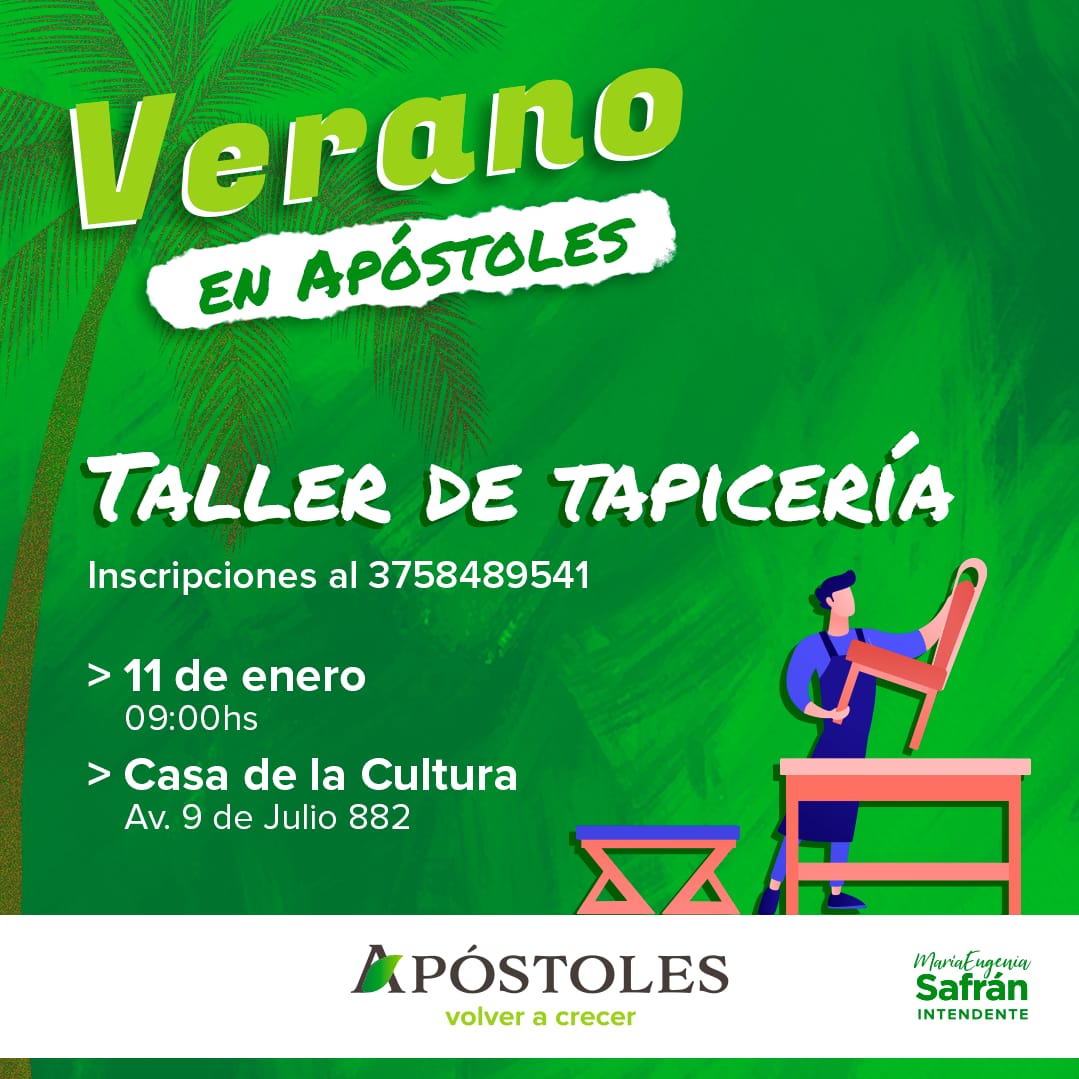 Verano en Apóstoles 2022: Dictarán curso de Tapicería