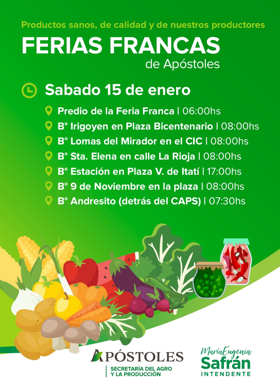 Sábado de ferias francas en la ciudad