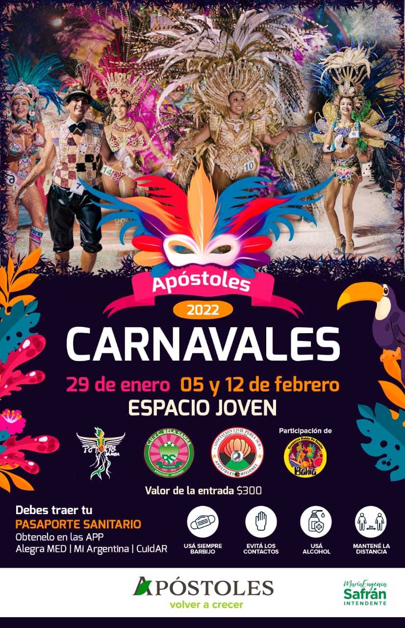 Los carnavales Apostoleños comenzarán el sábado 29 de enero