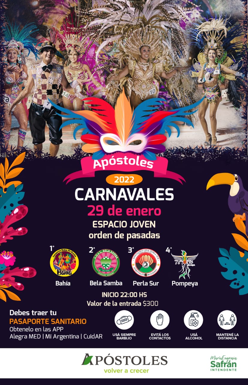 Presentan cronograma de la primera noche de los carnavales Apostoleños 2022