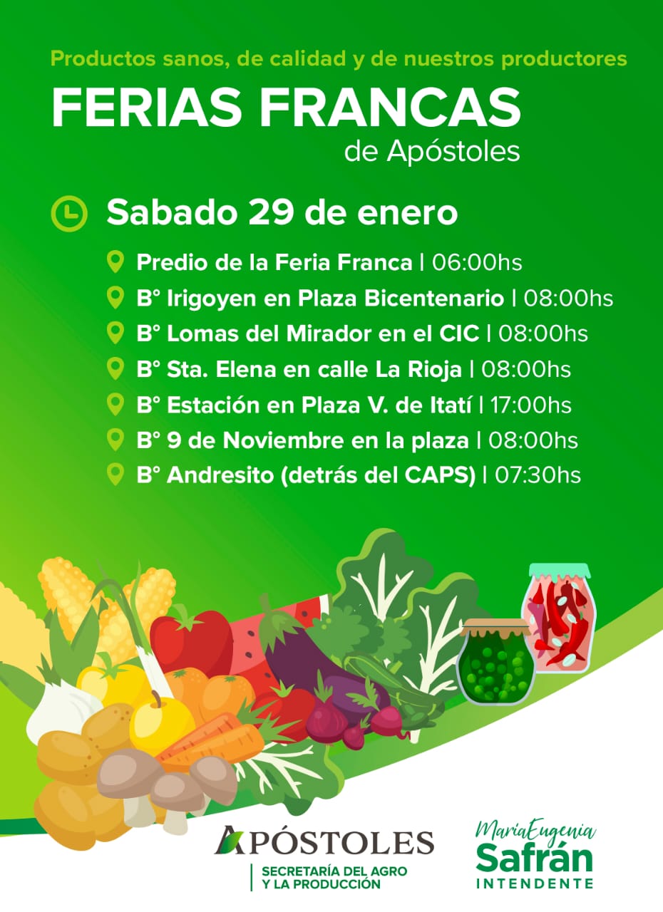 Sábado de ferias francas en la ciudad