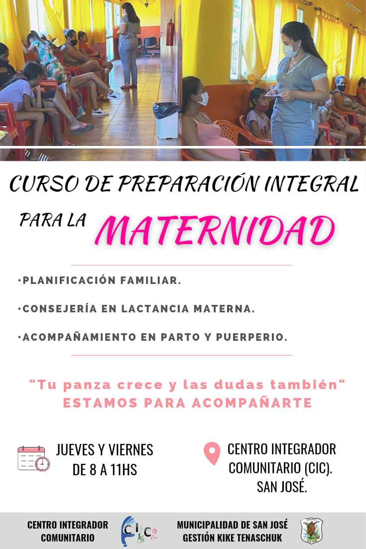 En el CIC de San José se brindaran charlas de preparación integral para la Maternidad