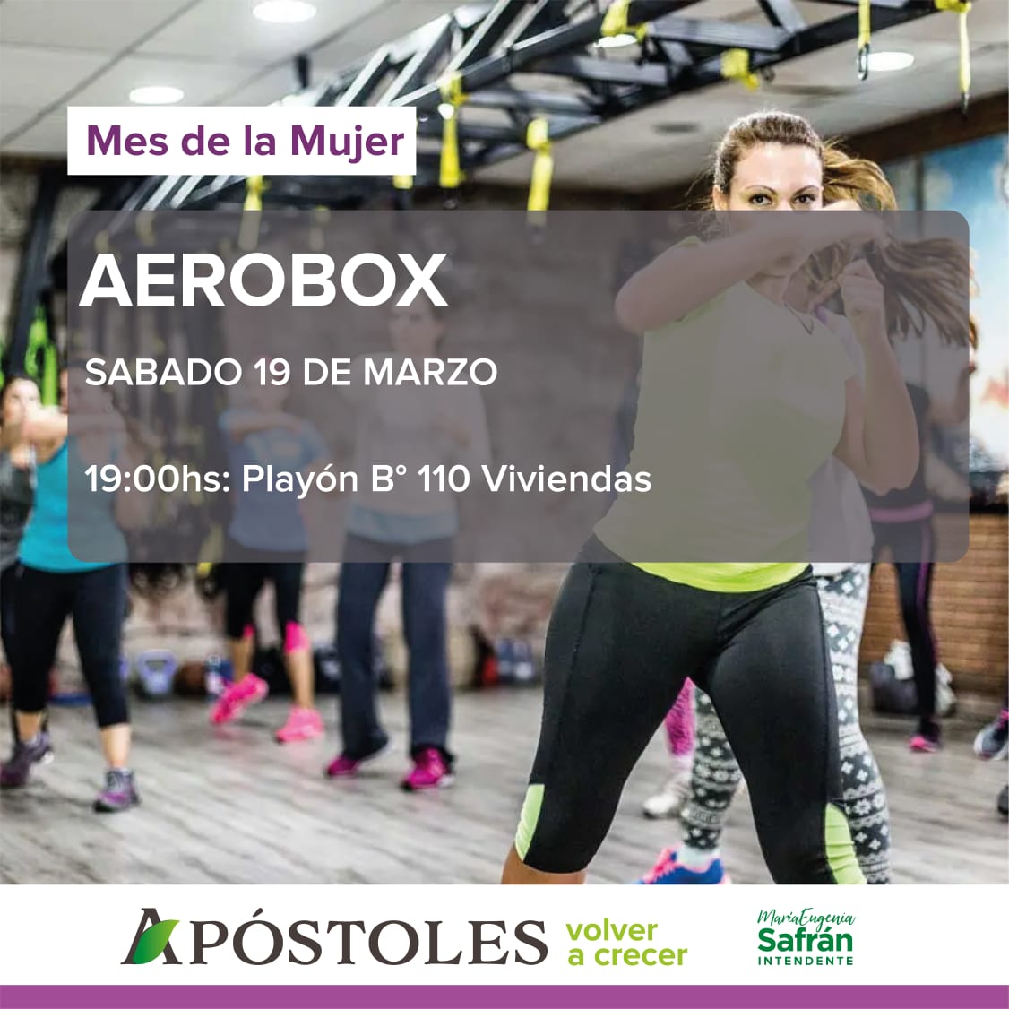 Mes de la Mujer: cambios en el cronograma de aerobox en Apóstoles