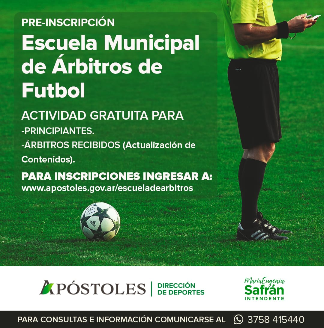 Inscripciones abiertas para la Escuela Municipal de Árbitros de Fútbol