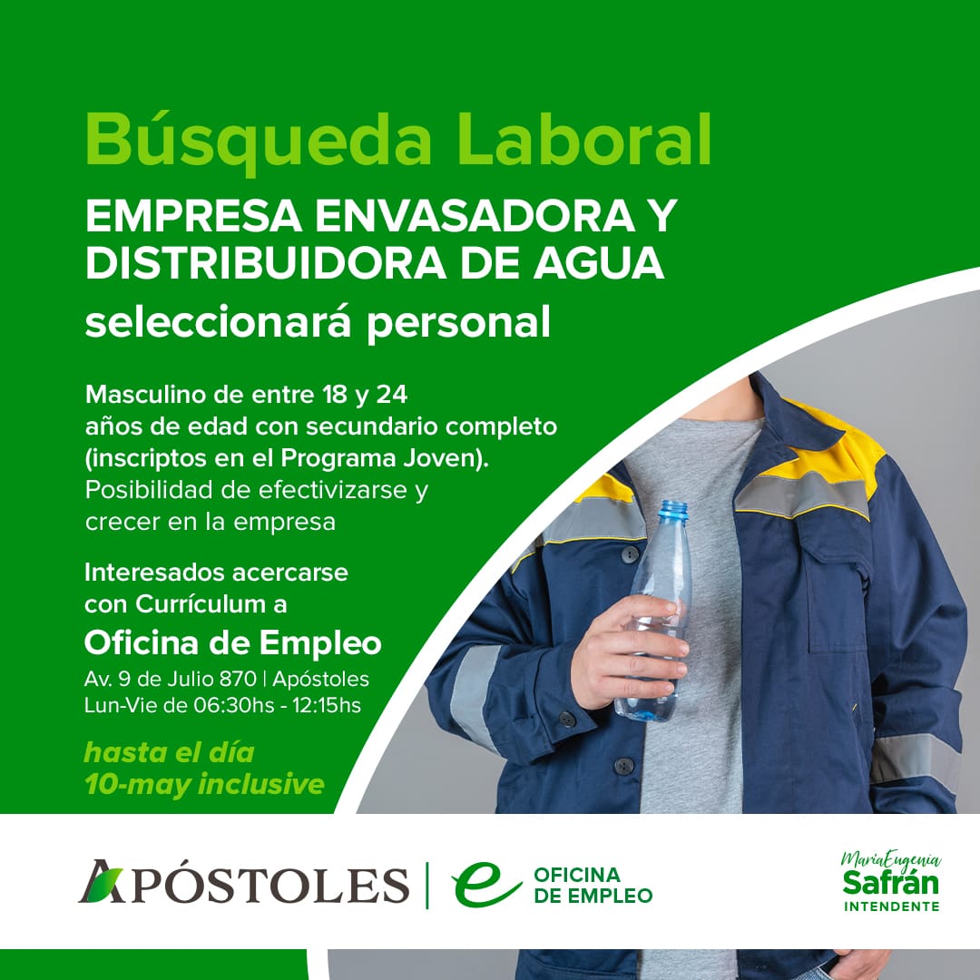 La oficina de Empleo difunde nueva oferta laboral para vecinos de la ciudad.