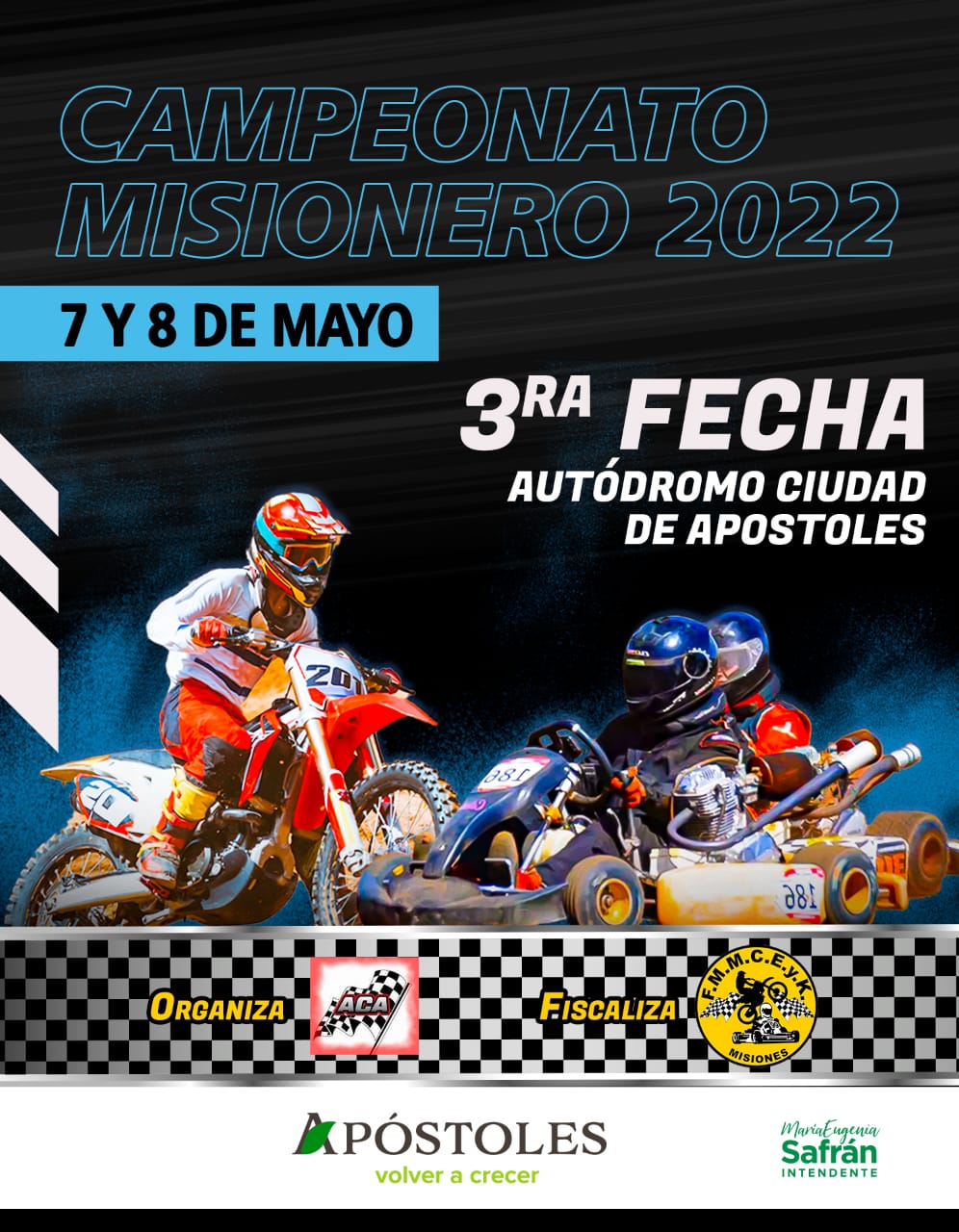 Se realizará la tercera fecha del Campeonato Misionero de Motocross y Karting en Apóstoles