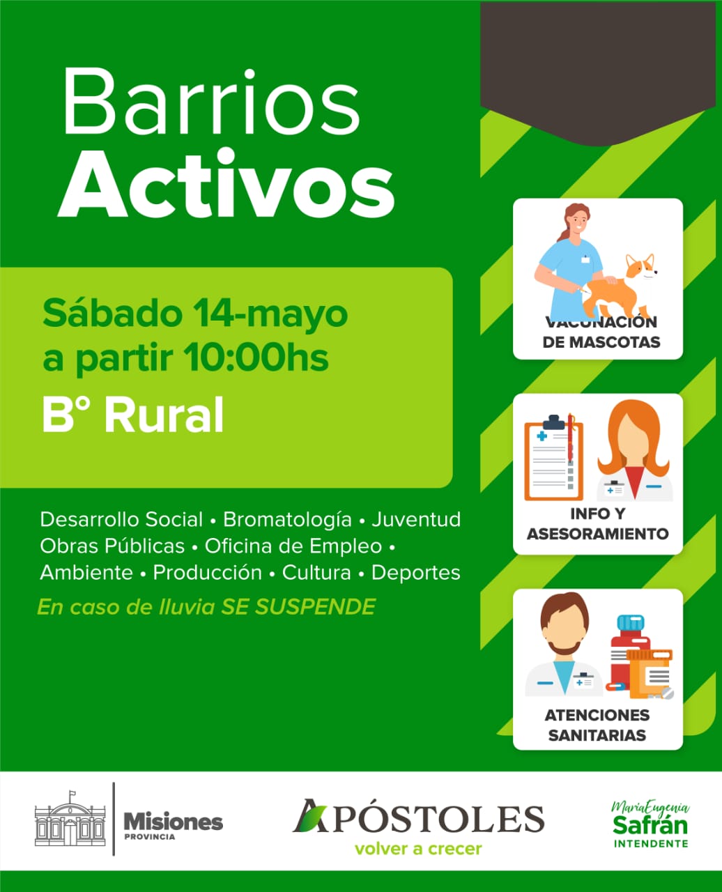 “Barrios Activos”: Este sábado se realizará el operativo en el Barrio Rural.