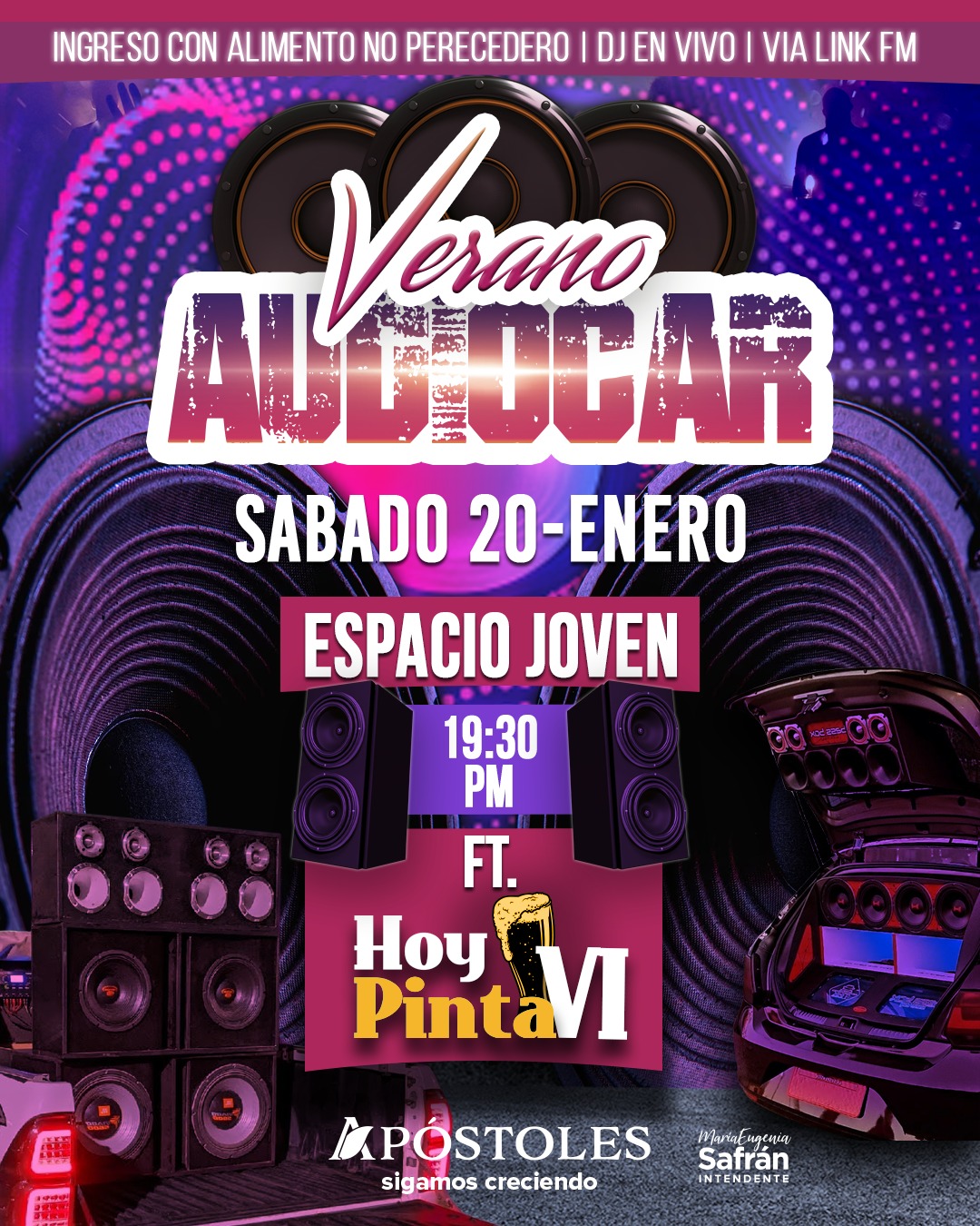 El evento cervecero Hoy Pinta, se suma al Audio Car del día 20 de enero