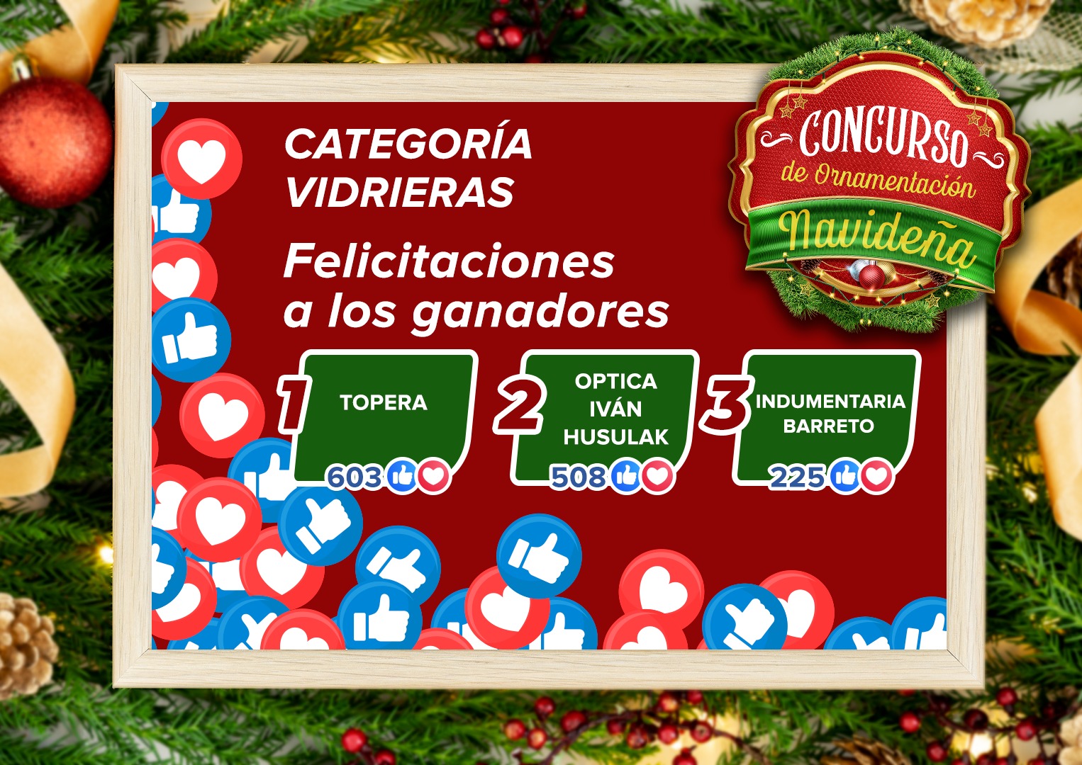 El municipio anuncia ganadores del concurso de “Vidrieras Navideñas” y de “frentes de casas”.
