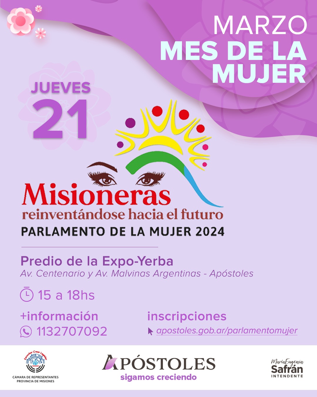 Llega el Parlamento de la Mujer a Apóstoles