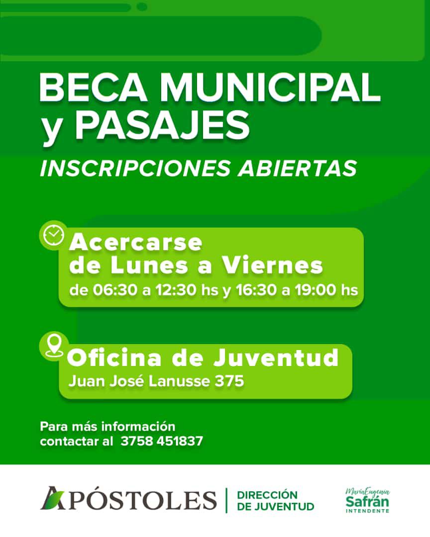 Inscripciones Abiertas para Pasajes y Becas Municipales