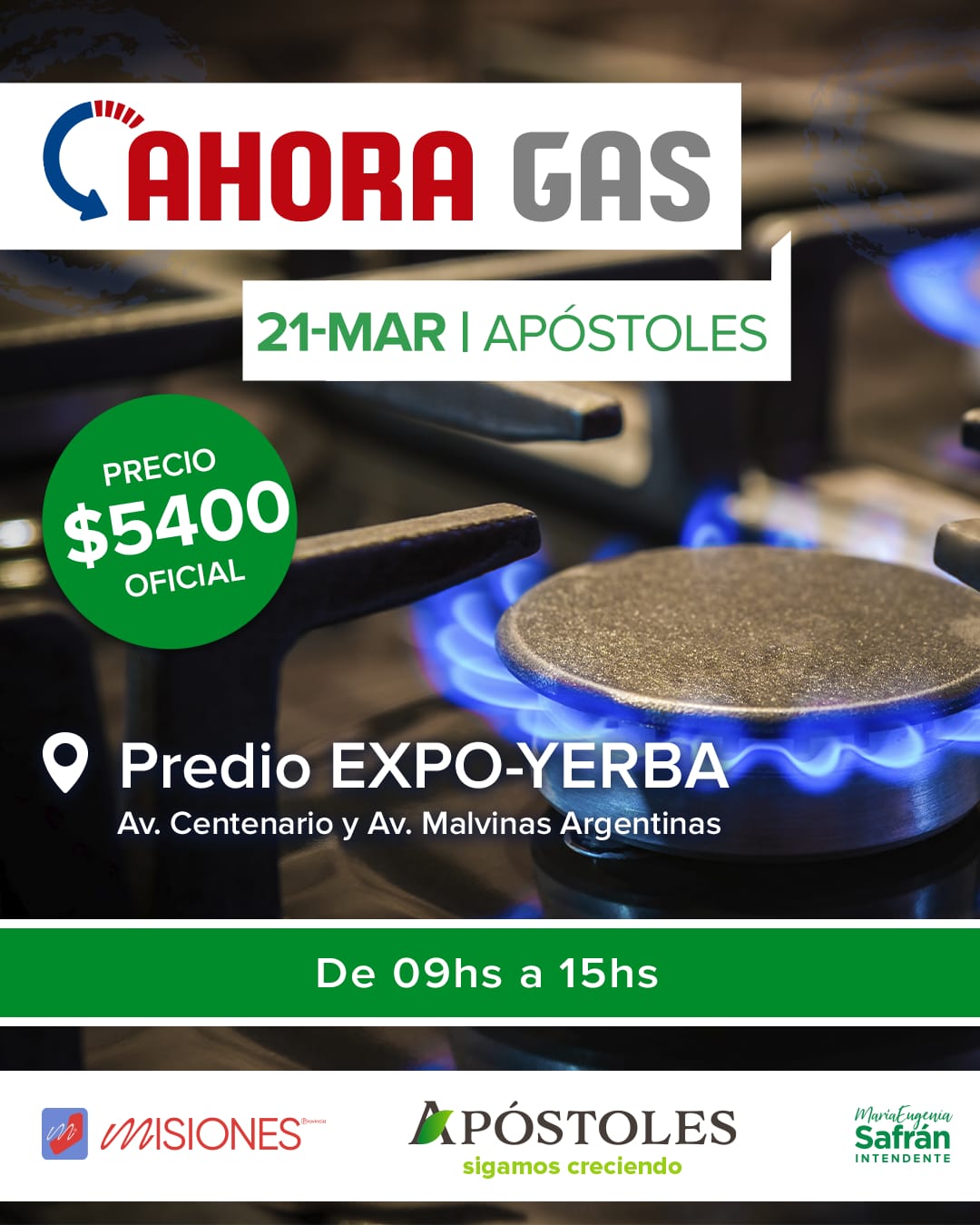 El programa Ahora Gas estará mañana jueves 21 de marzo en Apóstoles.