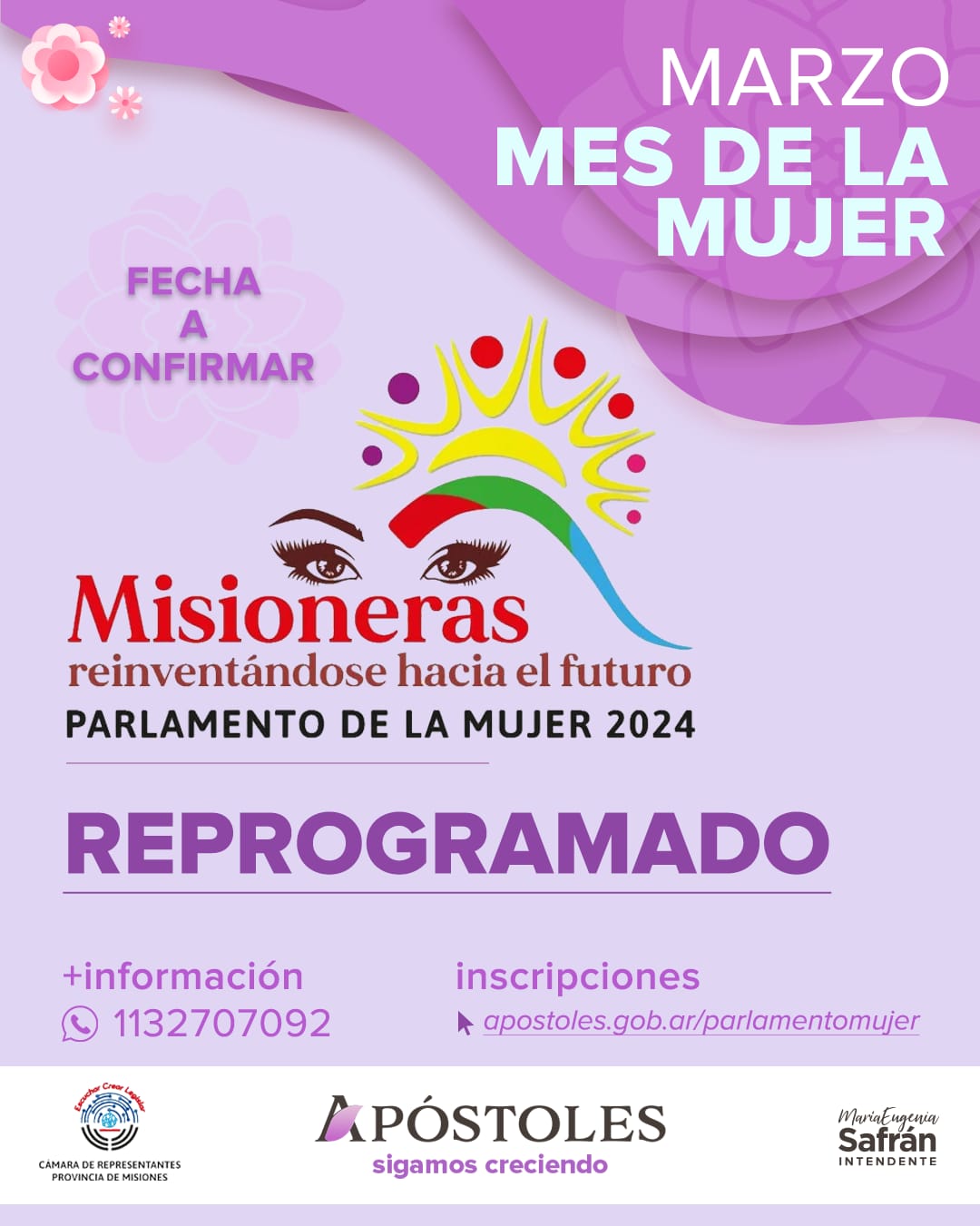 Se Suspende por Cuestiones Climáticas el Parlamento de la Mujer 2024
