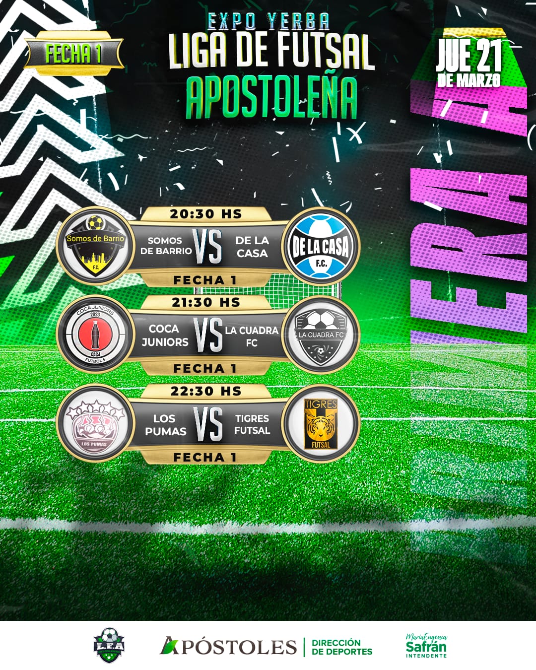 Arranca la primera división de la Liga Apostoleña de Futsal