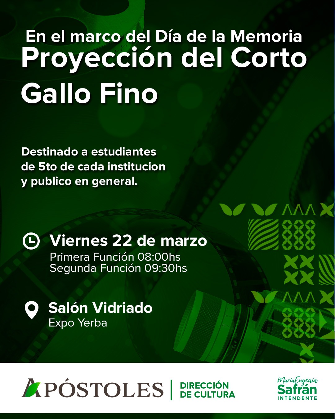 Proyección de Corto en el marco del Día de la Memoria en Apóstoles