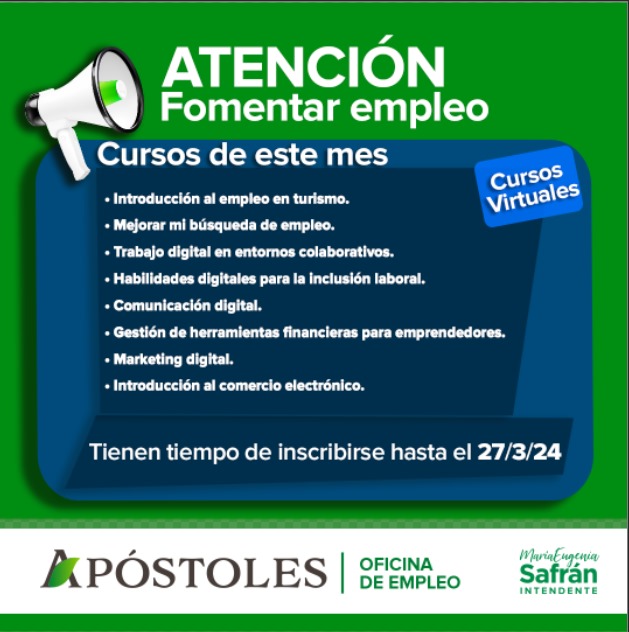 Oficina de Empleo Apóstoles informa vigencia del Programa Fomentar