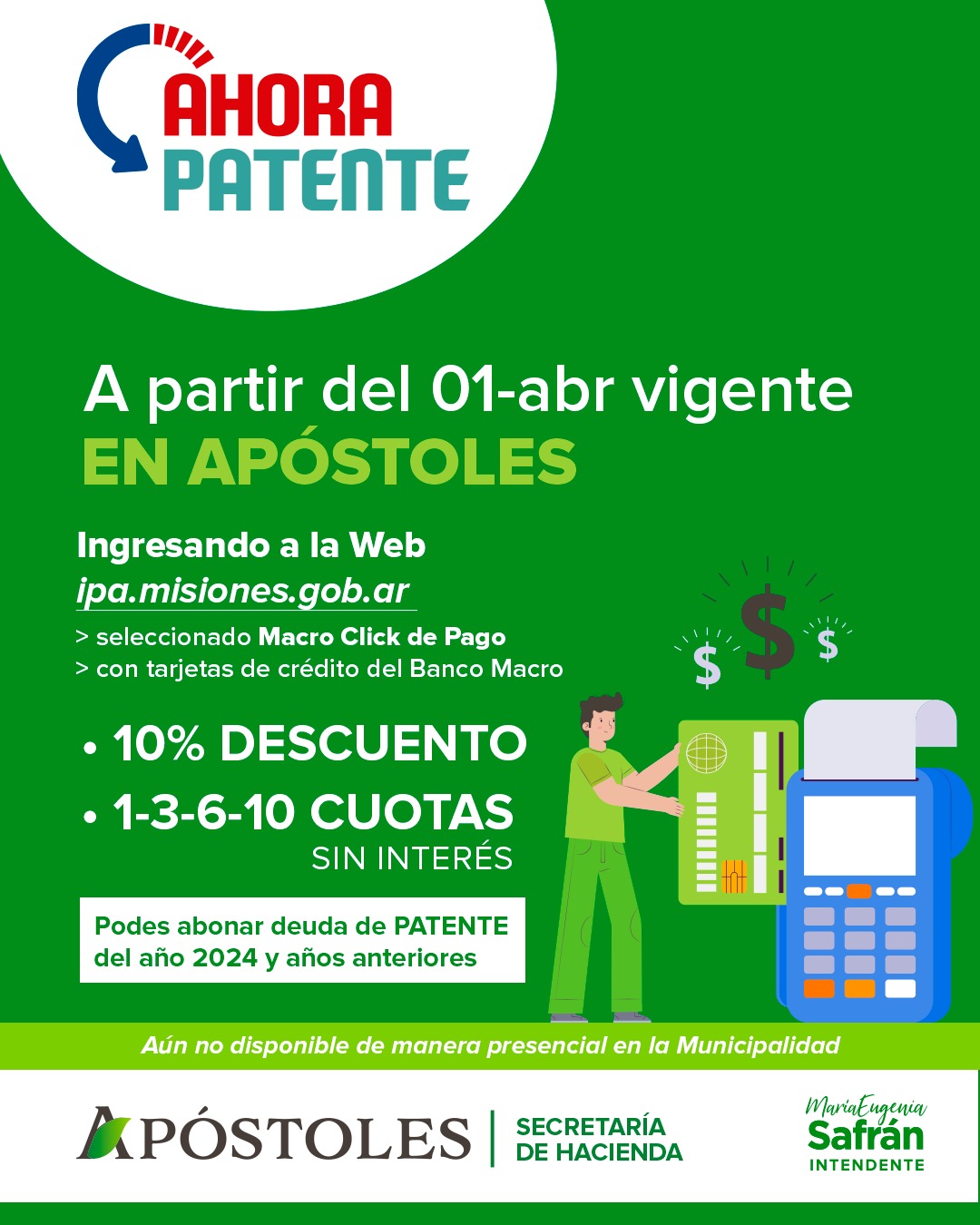 Ahora patente vía online vigente desde el 1 de abril